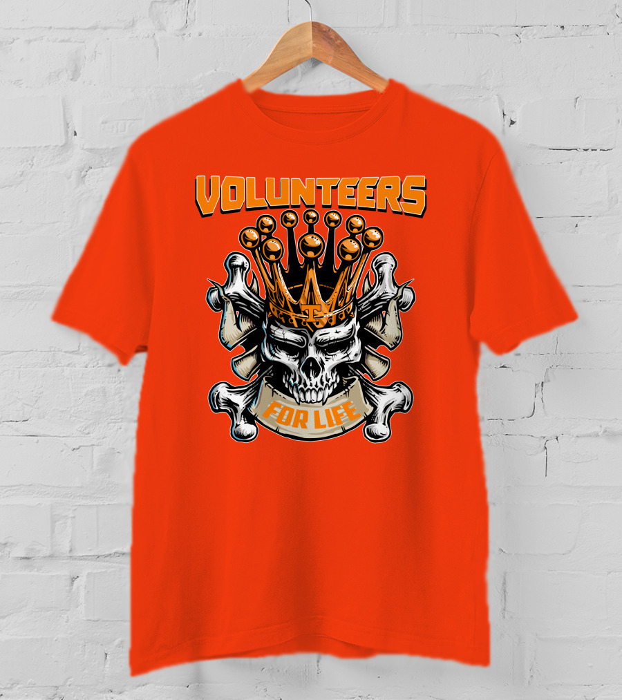 Volunteers Skull King Crown Tennessee For Life T-Shirt