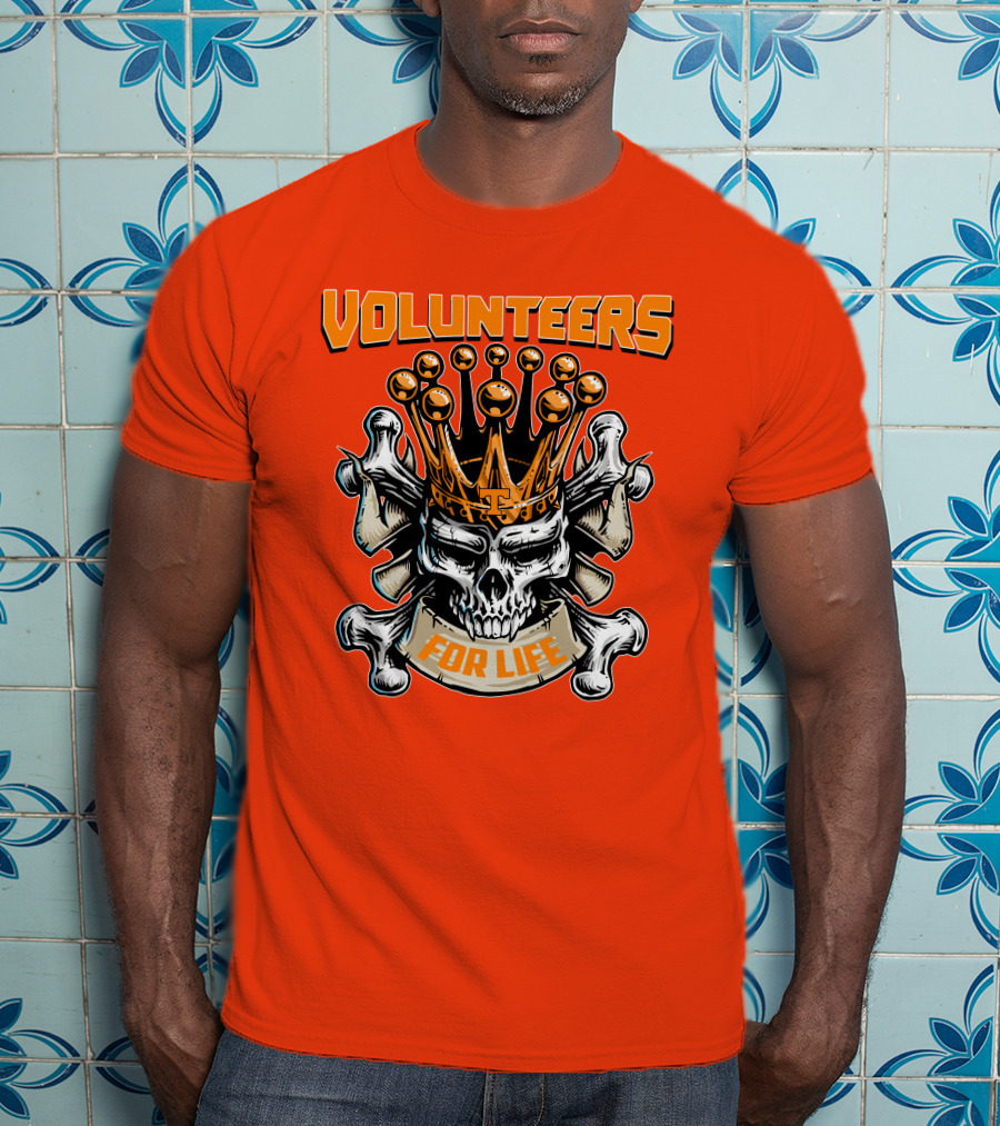 Volunteers Skull King Crown Tennessee For Life T-Shirt