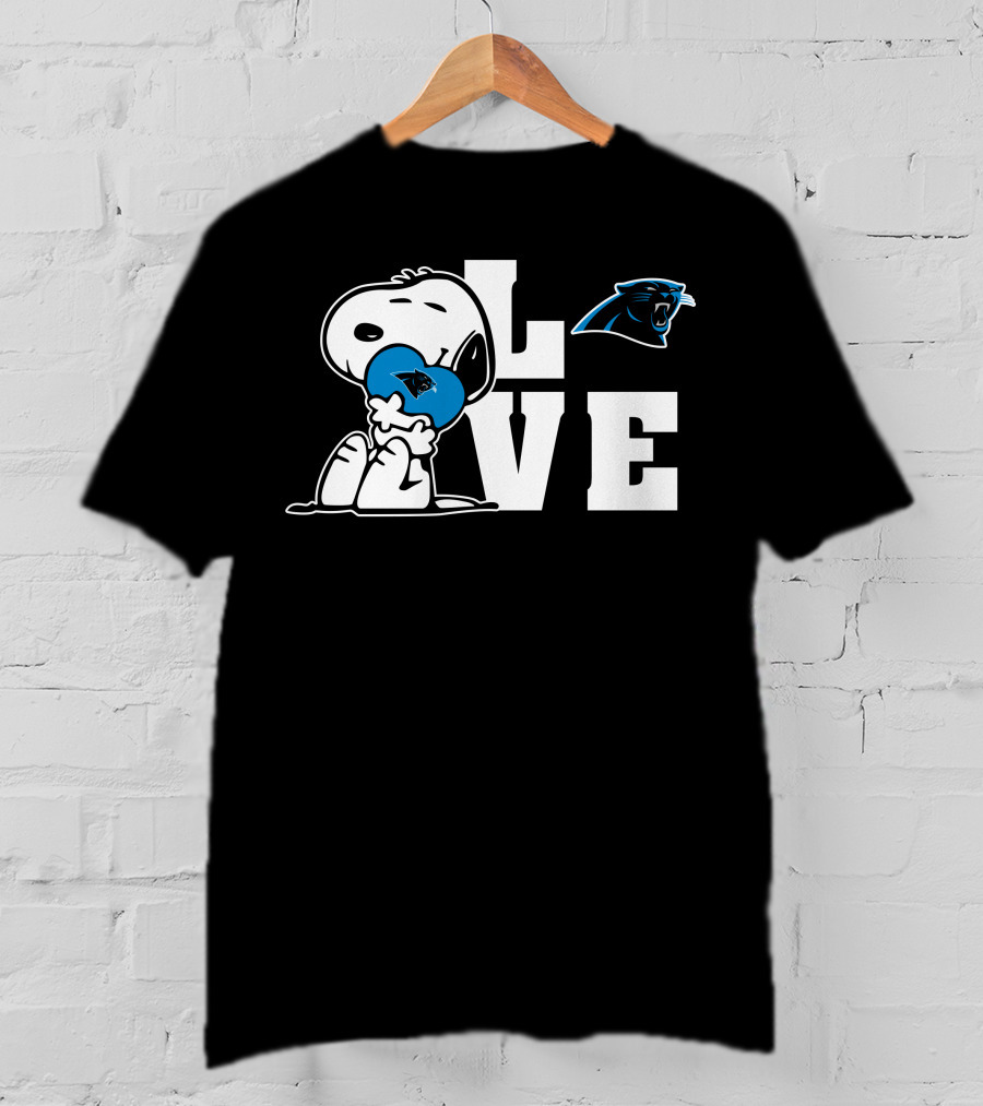 Snoopy Love Carolina Panthers Heart T-Shirt