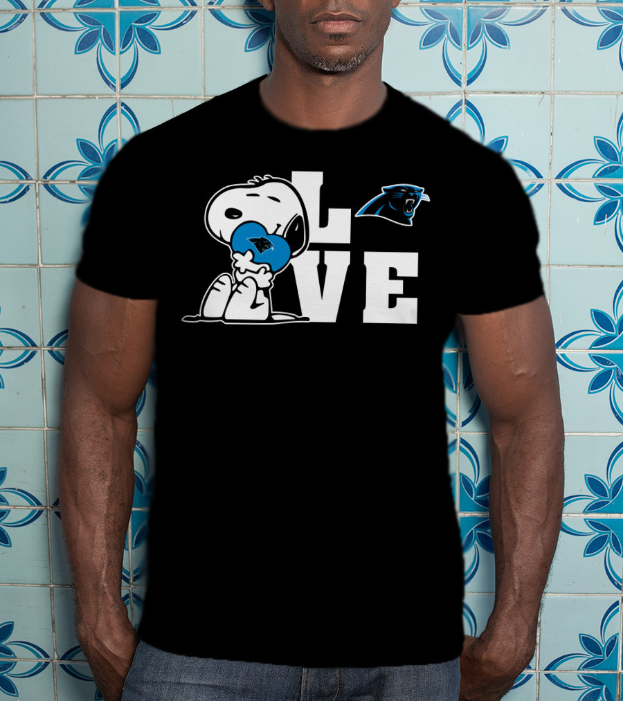 Snoopy Love Carolina Panthers Heart T-Shirt