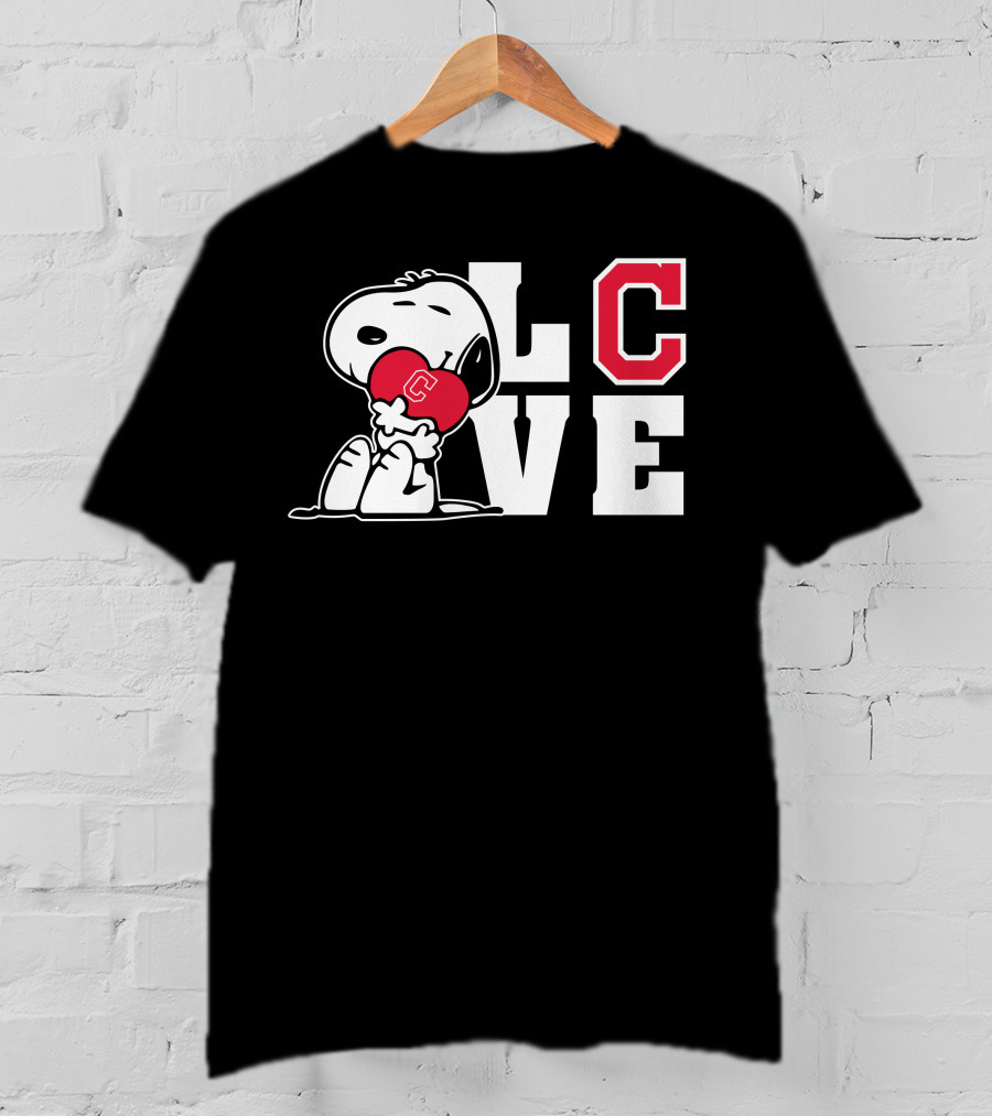 Snoopy Love Cleveland Indians Peanuts Baseball Heart T-Shirt