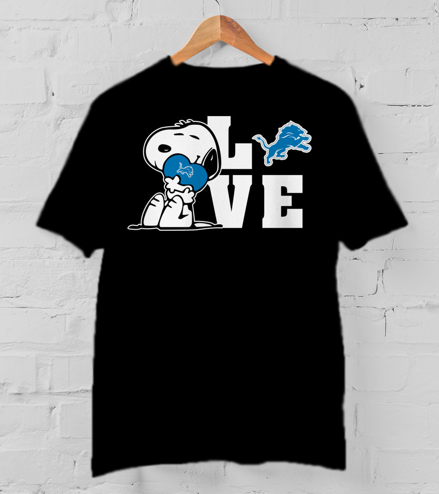 Snoopy Love Lions Football Detroit T-Shirt