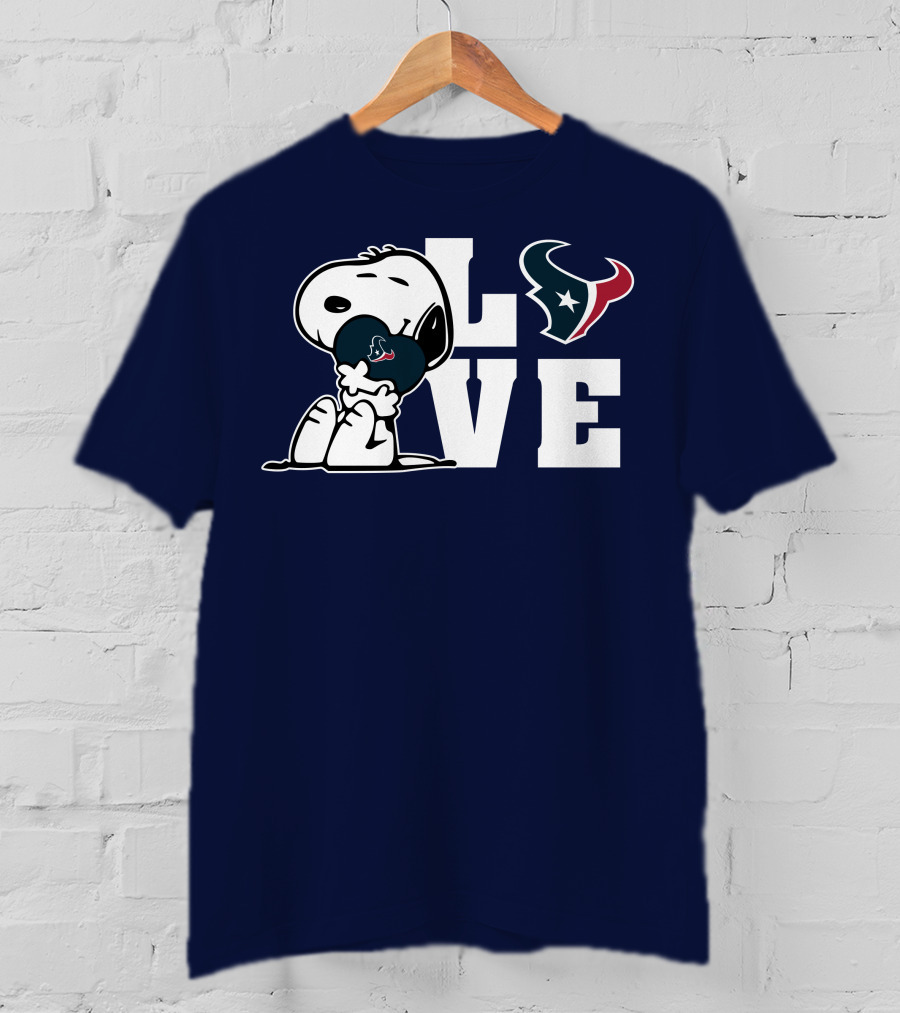 Snoopy Hugging Love Houston Texans T-Shirt