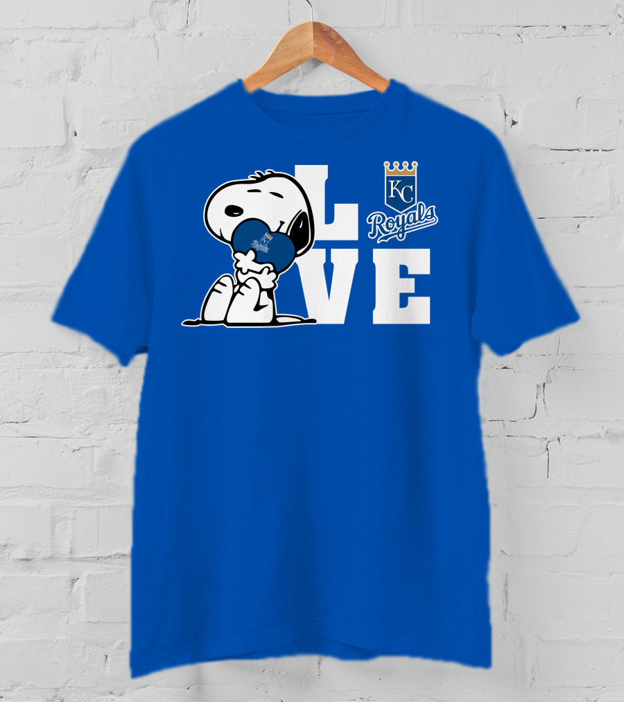 Snoopy Love Kc Royals With Heart T-Shirt