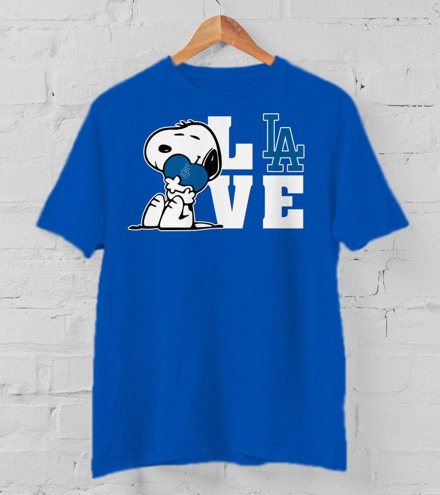 Snoopy Love La Dodgers Peanuts Mlb Collaboration T-Shirt