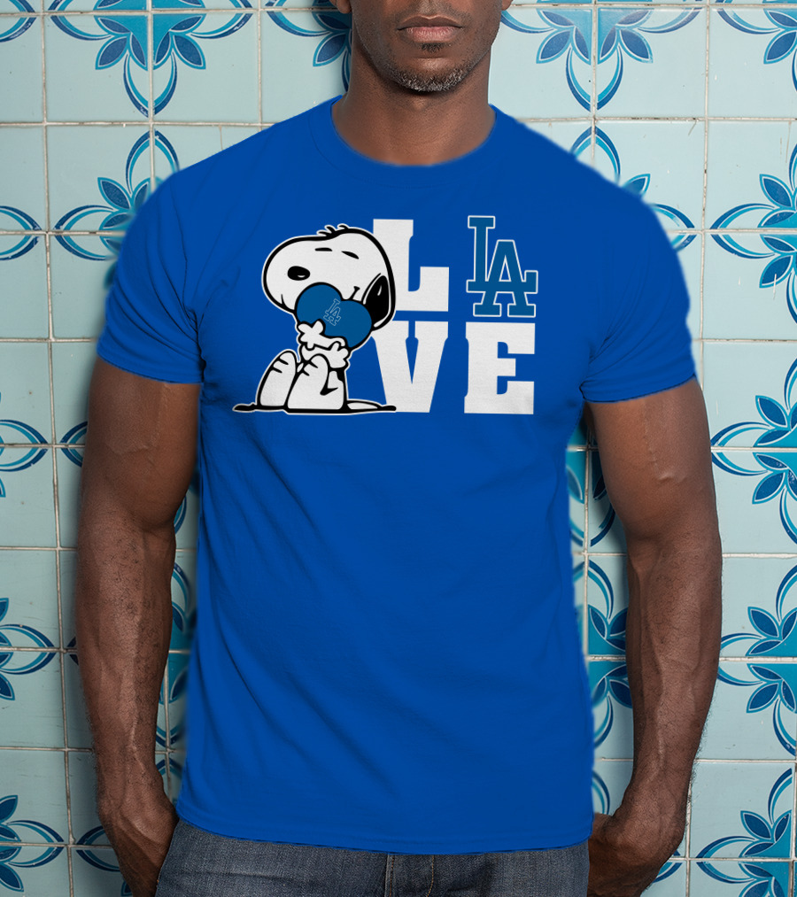 Snoopy Love La Dodgers Peanuts Mlb Collaboration T-Shirt