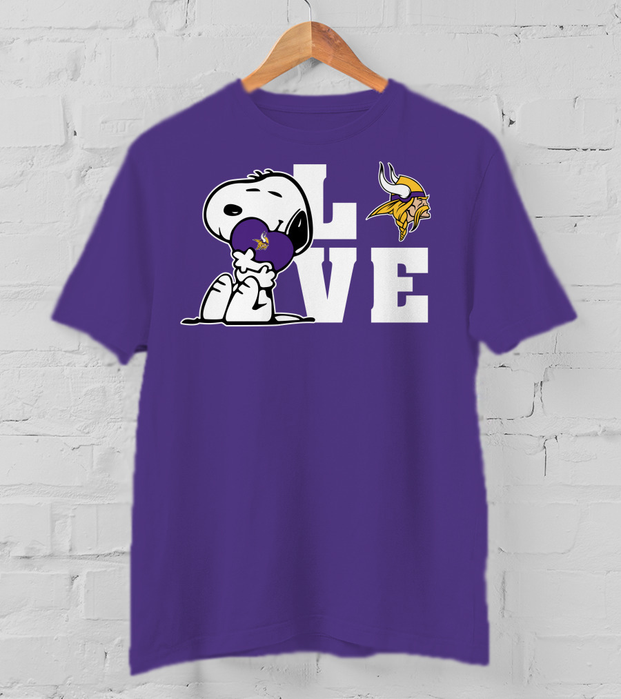 Snoopy Love Minnesota Vikings Logo Heart Hug T-Shirt