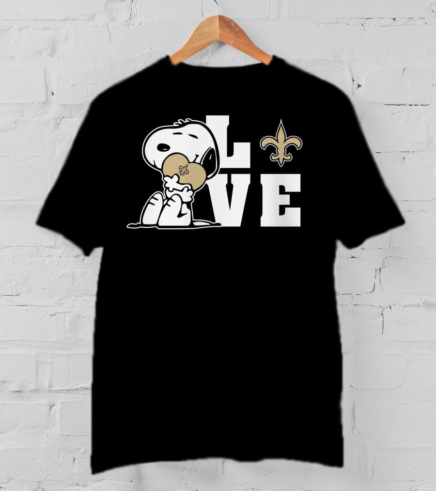 Snoopy Love New Orleans Saints Fleur-De-Lis Heart T-Shirt