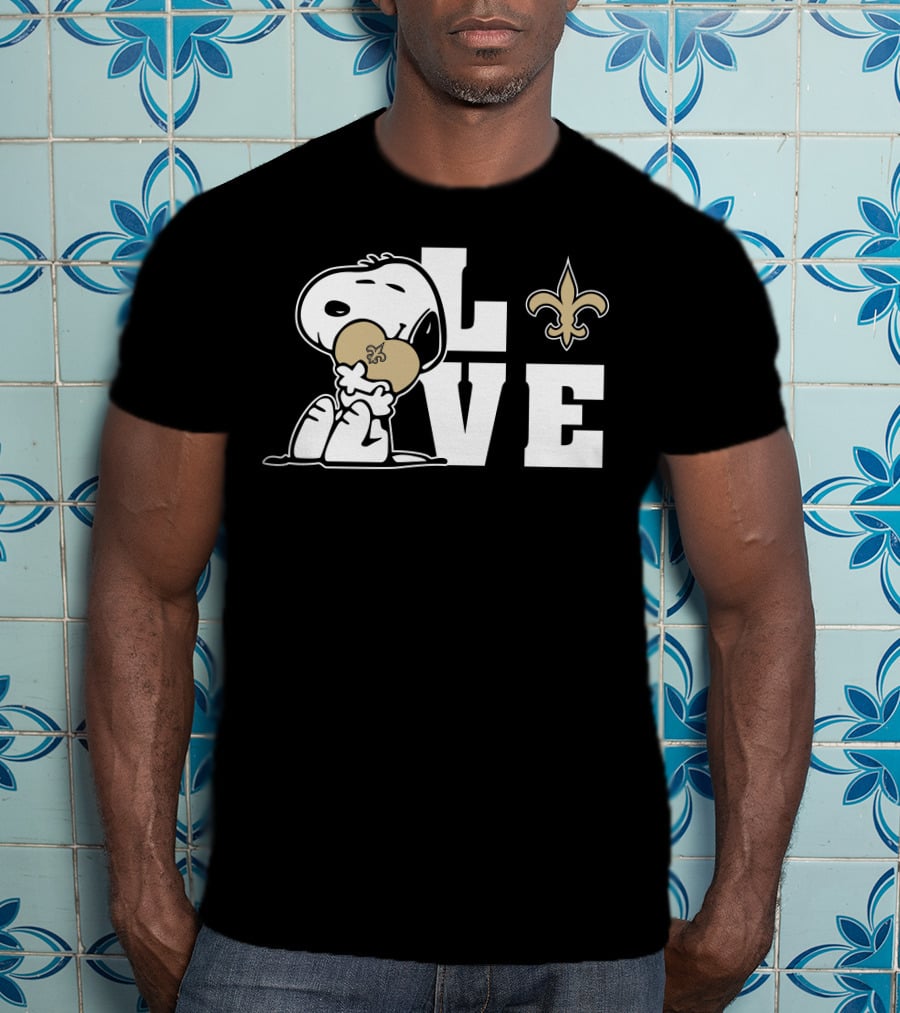 Snoopy Love New Orleans Saints Fleur-De-Lis Heart T-Shirt