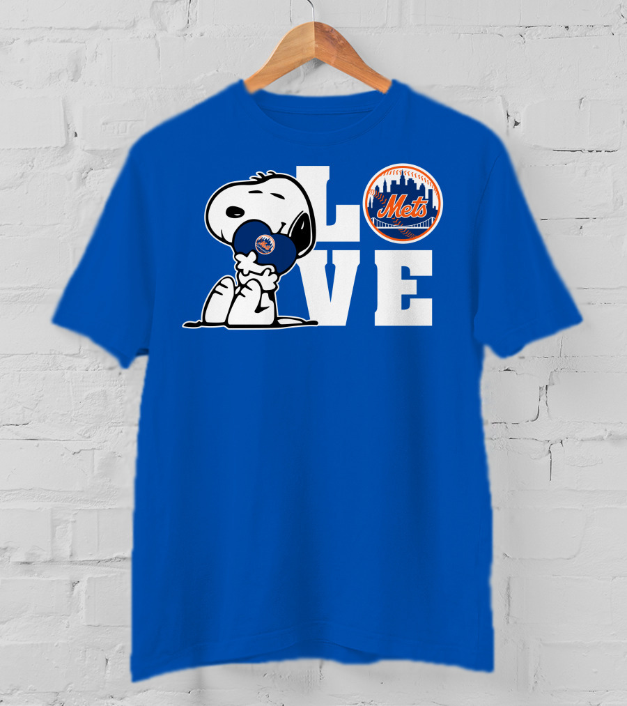 Snoopy Love Mets Baseball New York Peanuts Fan Gear T-Shirt