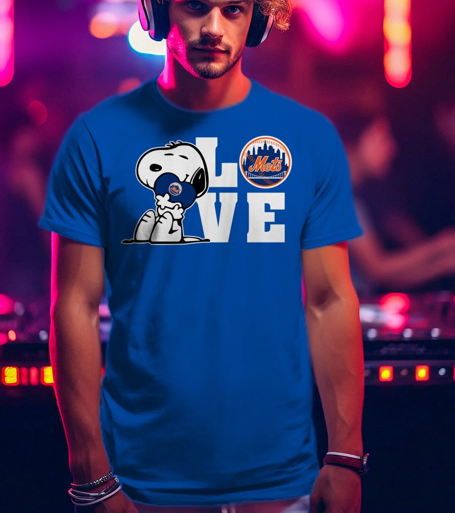 Snoopy Love Mets Baseball New York Peanuts Fan Gear T-Shirt