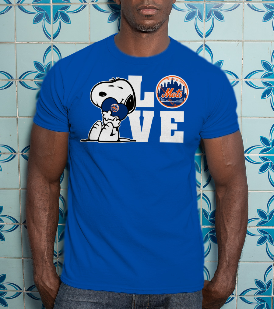 Snoopy Love Mets Baseball New York Peanuts Fan Gear T-Shirt