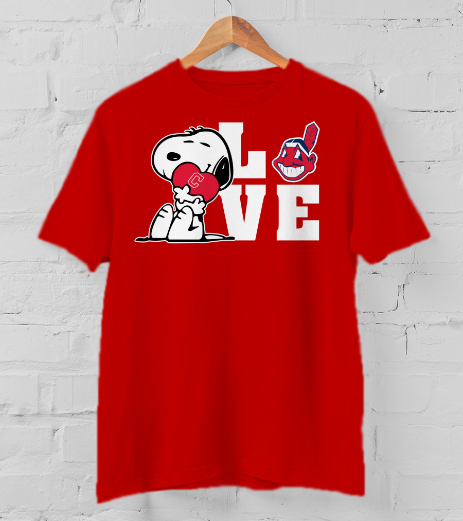 Snoopy Love Cleveland Heart Chief Wahoo T-Shirt