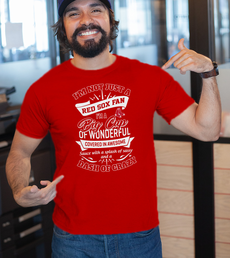 I'm Not Just A Red Sox Fan I'm A Big Cup Of Wonderful Covered In Awesome Sauce With A Splash Of Sassy And A Dash Of Crazy T-Shirt