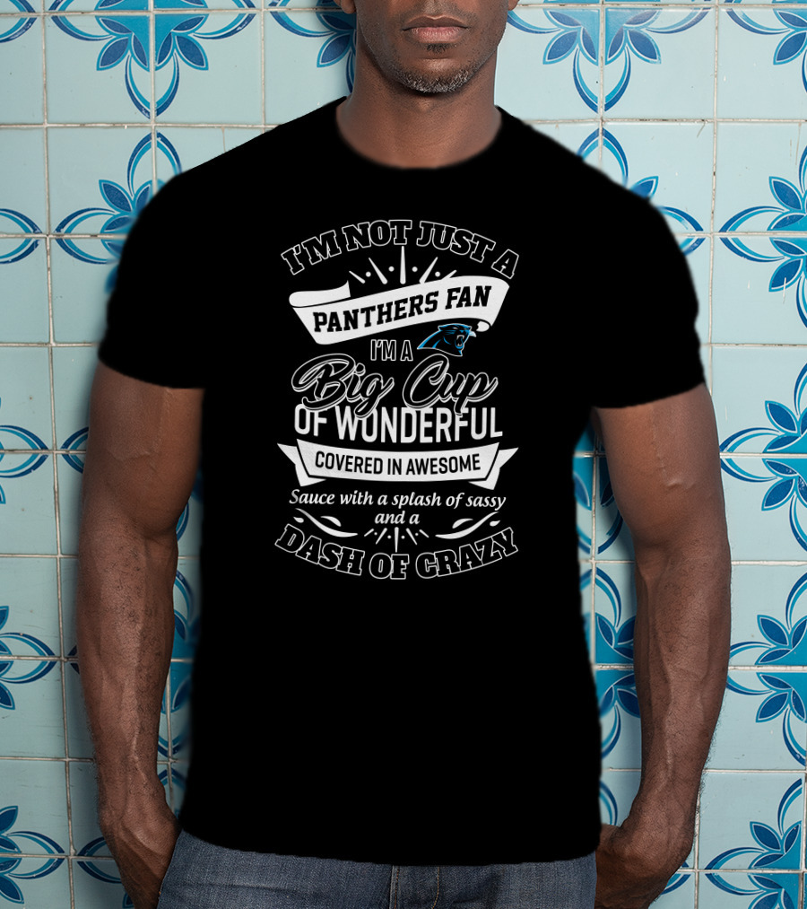 I'm Not Just A Panthers Fan I'm A Big Cup Of Wonderful Covered In Awesome With A Splash Of Sassy And A Dash Of Crazy T-Shirt