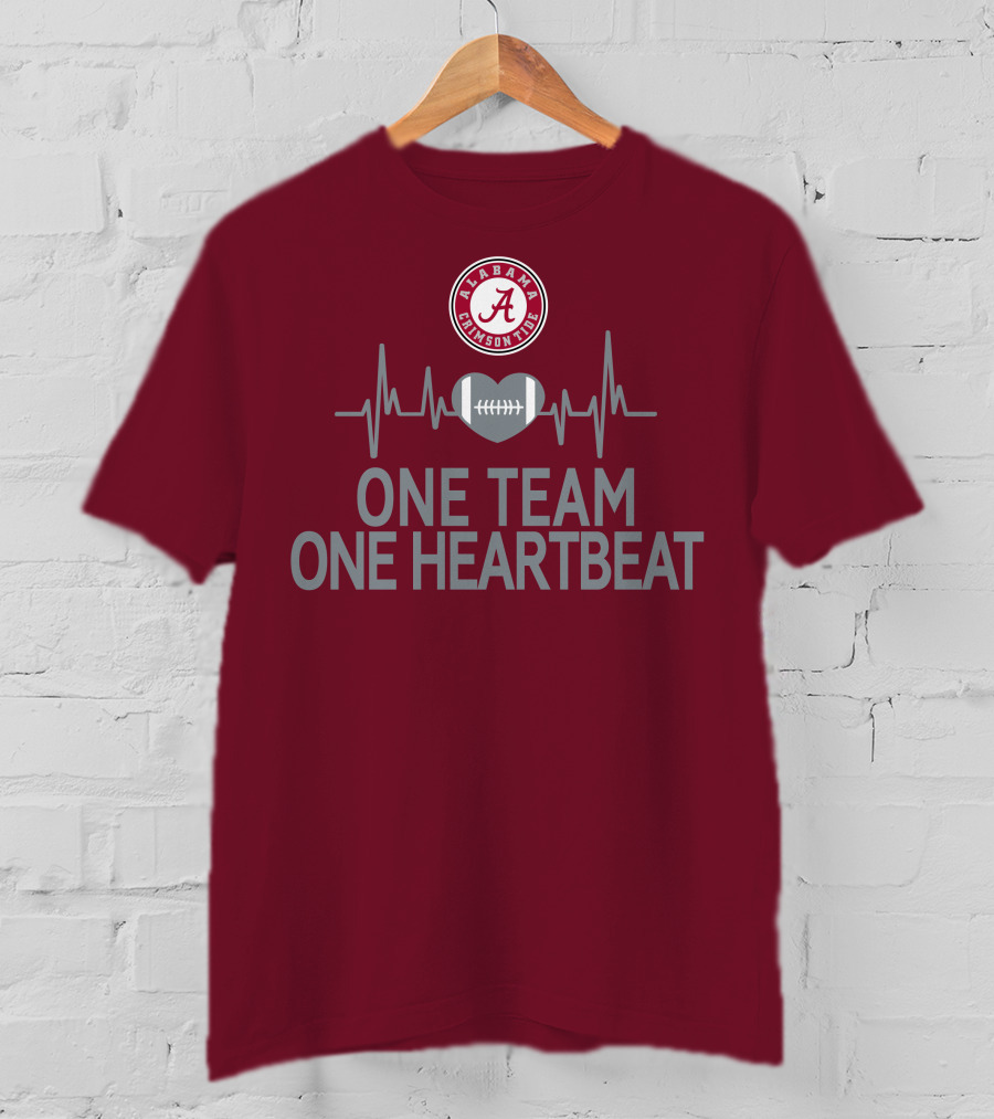 Alabama Crimson Tide One Team One Heartbeat Football Heartbeat T-Shirt