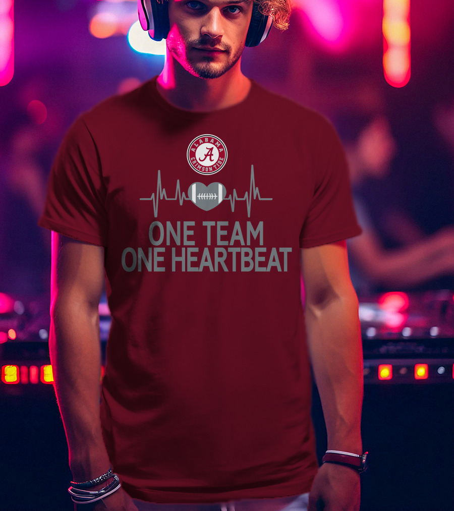 Alabama Crimson Tide One Team One Heartbeat Football Heartbeat T-Shirt