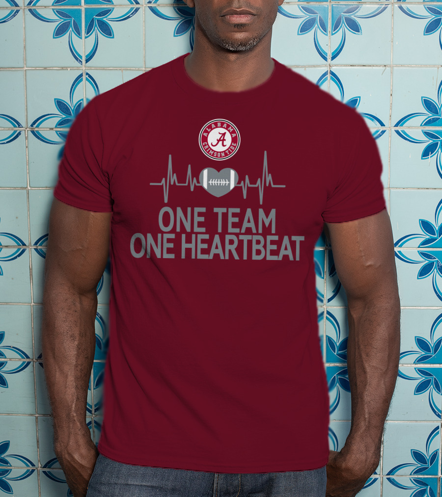 Alabama Crimson Tide One Team One Heartbeat Football Heartbeat T-Shirt