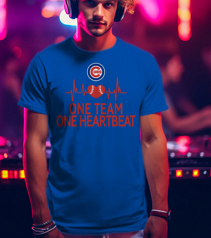 Chicago Cubs One Team One Heartbeat Baseball Heartbeat T-Shirt