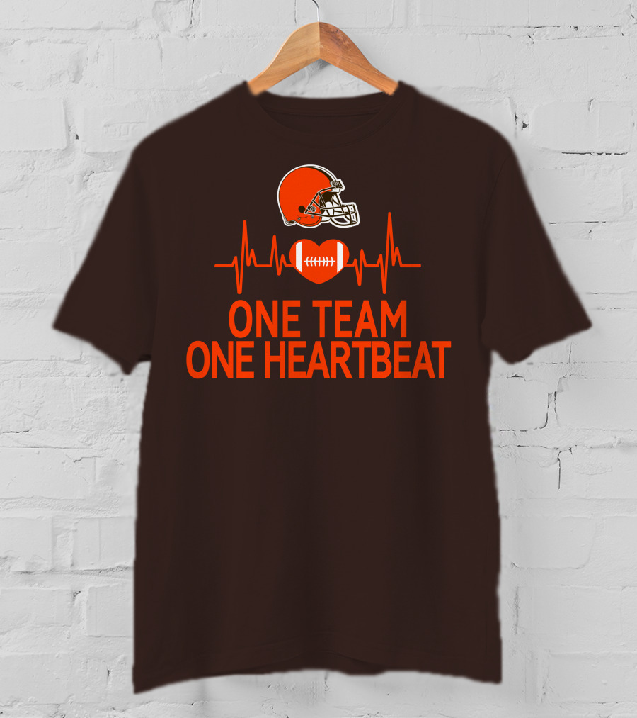 Cleveland Browns Football Helmet One Team One Heartbeat T-Shirt