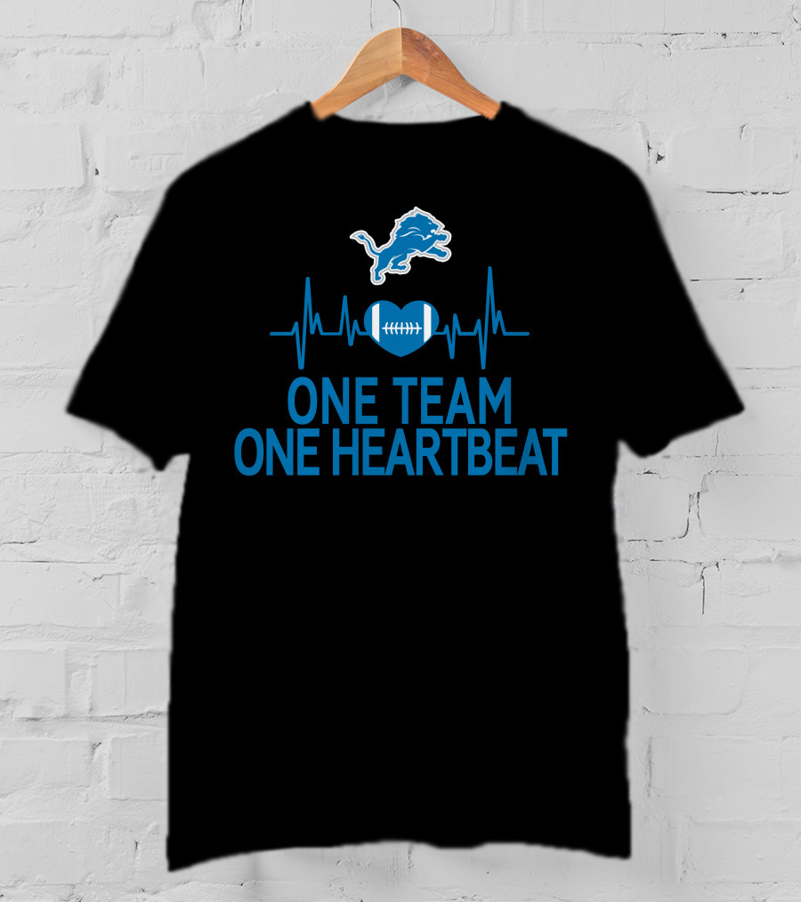 Detroit Lions One Team One Heartbeat Football Heartbeat T-Shirt