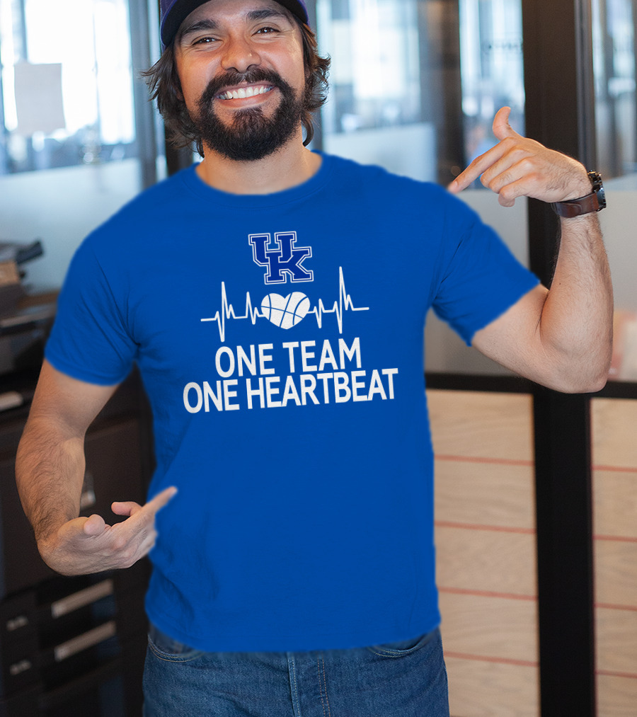 Kentucky Wildcats UK Logo One Team One Heartbeat Basketball Heartbeat T-Shirt