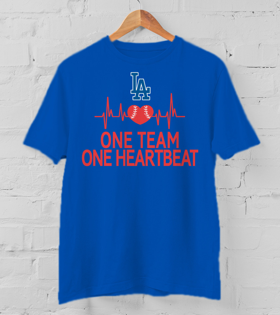 LA Dodgers One Team One Heartbeat Baseball Heartbeat T-Shirt