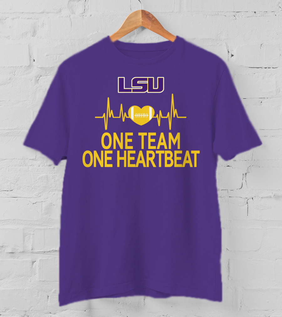 Lsu Tigers One Team One Heartbeat Football Heartbeat T-Shirt