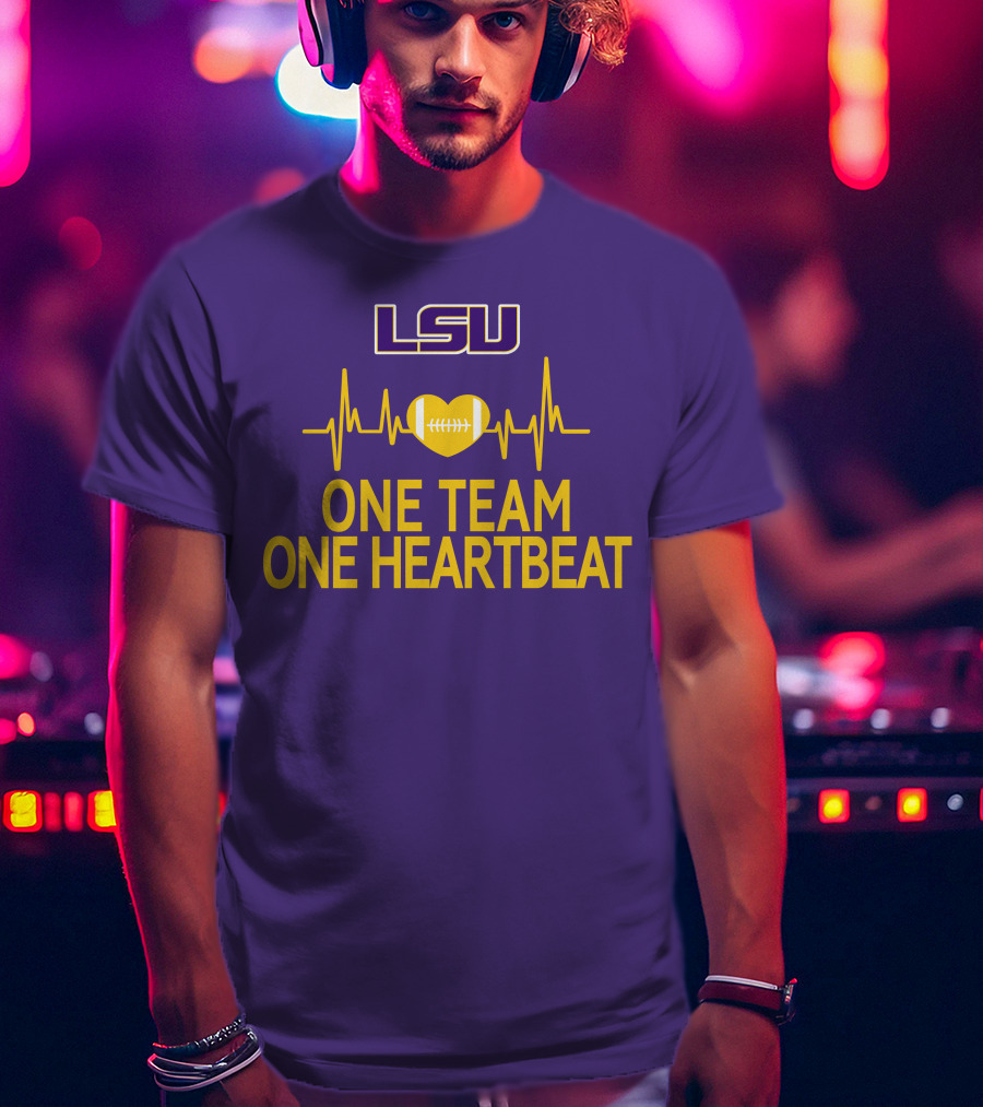 Lsu Tigers One Team One Heartbeat Football Heartbeat T-Shirt