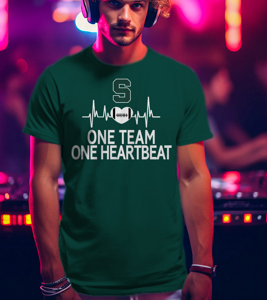 Michigan State Spartans S Logo Football Heartbeat One Team One Heartbeat T-Shirt