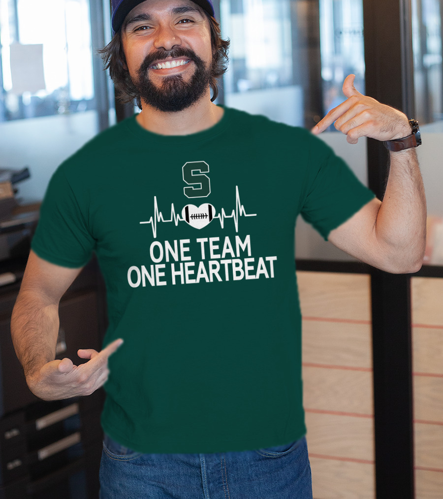 Michigan State Spartans S Logo Football Heartbeat One Team One Heartbeat T-Shirt