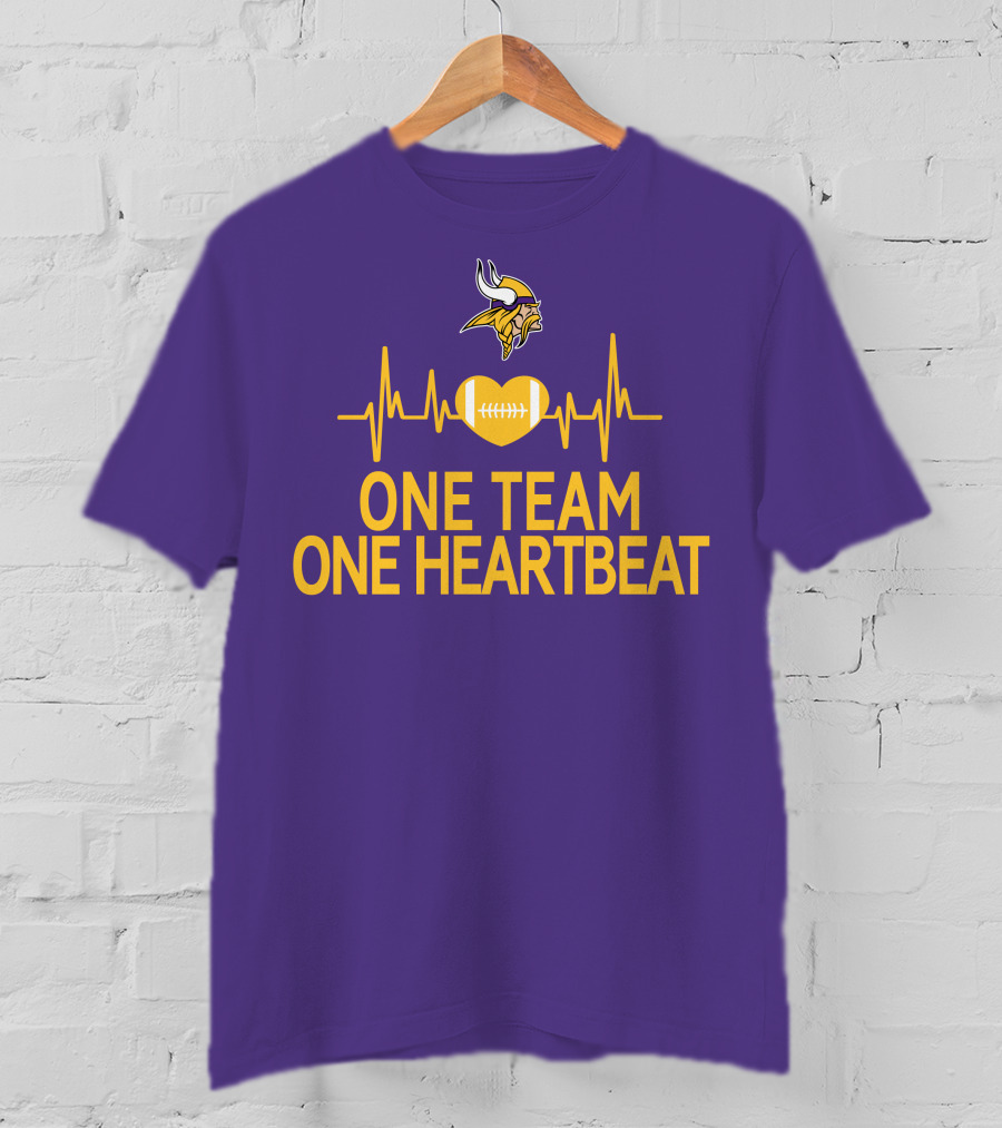Minnesota Vikings One Team One Heartbeat Football Heartbeat T-Shirt