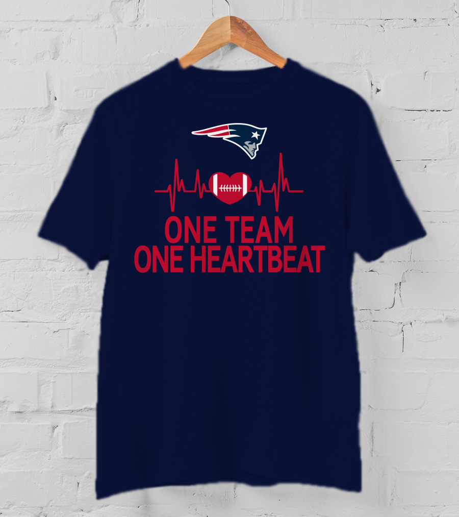 New England Patriots Logo One Team One Heartbeat Football Heartbeat Line T-Shirt