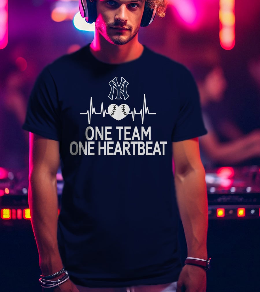 New York Yankees One Team One Heartbeat Baseball Heartbeat T-Shirt