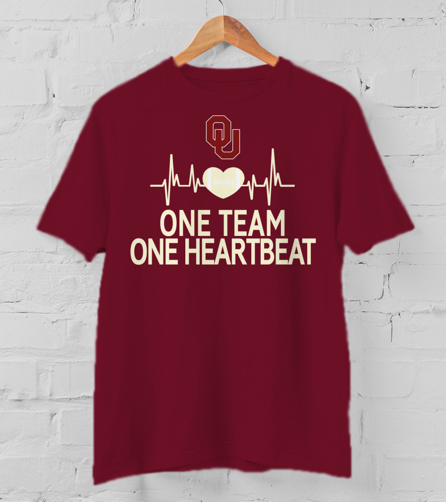 Oklahoma Sooners Football Heartbeat One Team One Heartbeat T-Shirt
