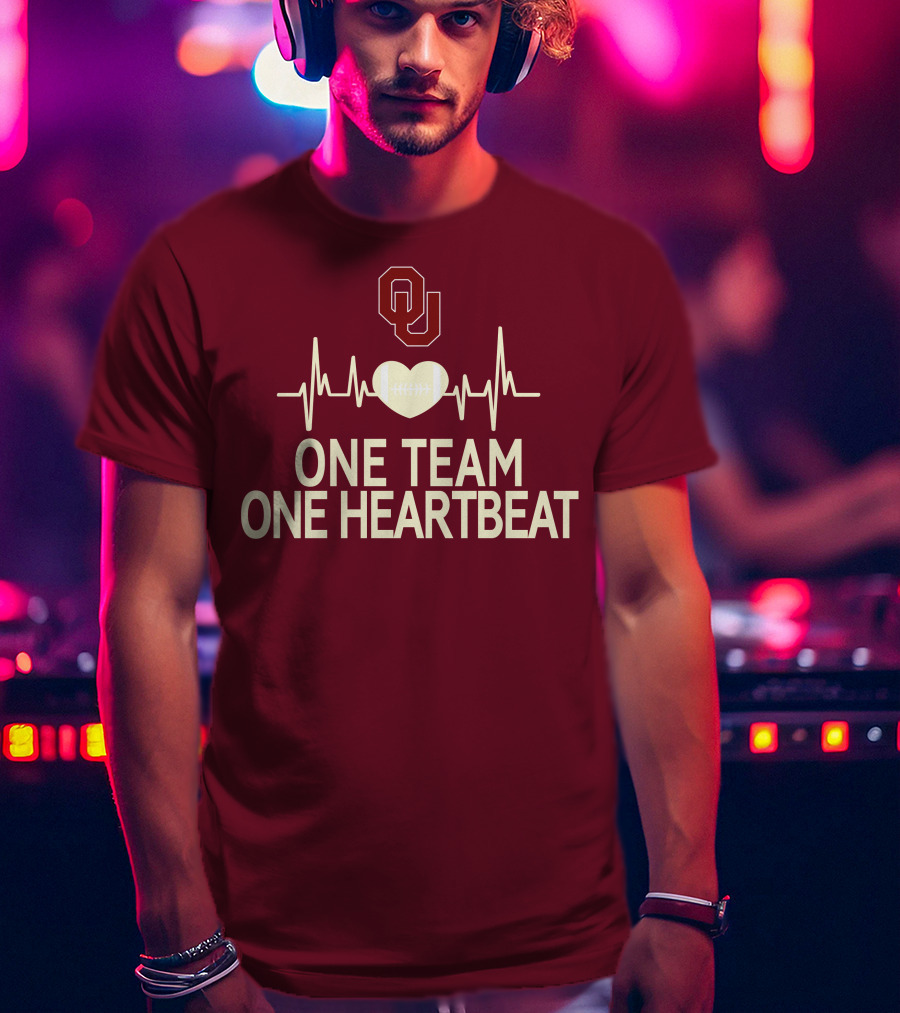 Oklahoma Sooners Football Heartbeat One Team One Heartbeat T-Shirt