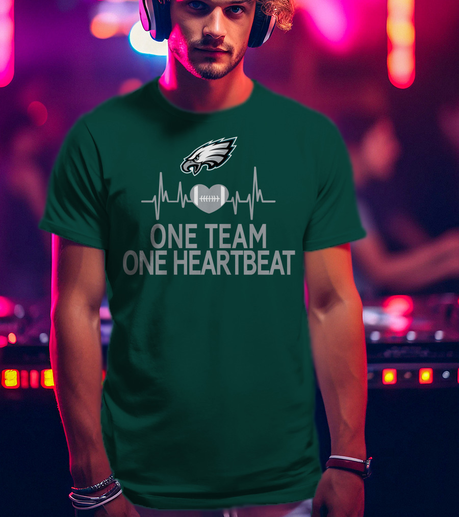 Philadelphia Eagles One Team One Heartbeat Football Logo Heartbeat T-Shirt