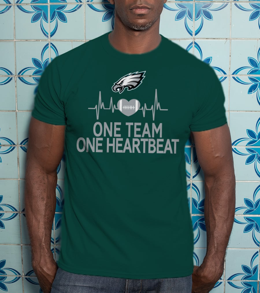 Philadelphia Eagles One Team One Heartbeat Football Logo Heartbeat T-Shirt