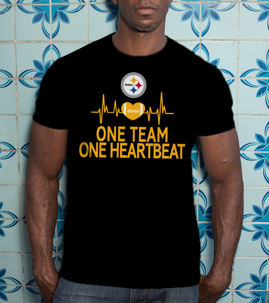 Pittsburgh Steelers Logo One Team One Heartbeat Football Heartbeat T-Shirt