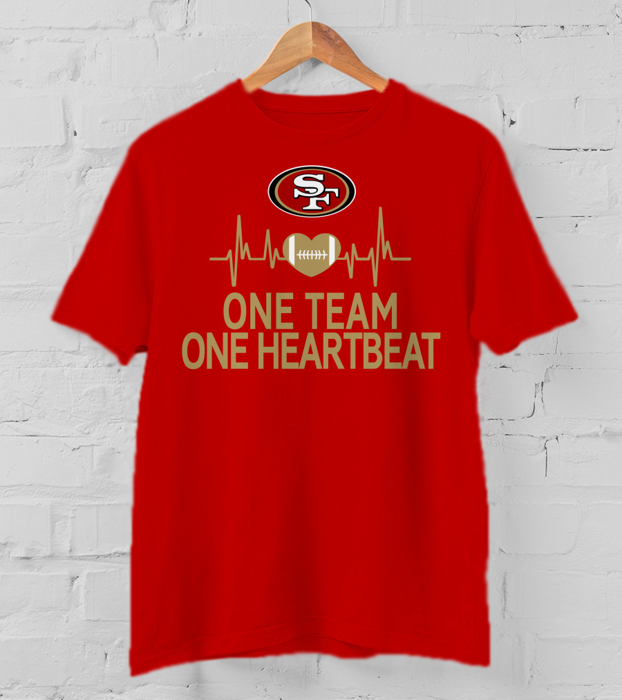 San Francisco 49ers SF Logo Heartbeat Football One Team One Heartbeat T-Shirt