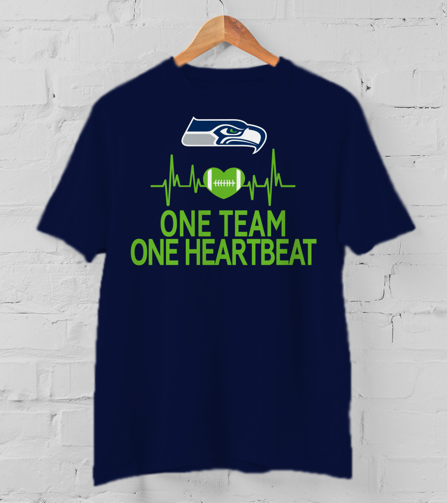 Seattle Seahawks Logo One Team One Heartbeat Football Heartbeat T-Shirt
