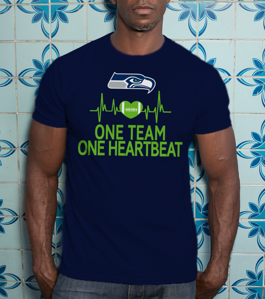 Seattle Seahawks Logo One Team One Heartbeat Football Heartbeat T-Shirt