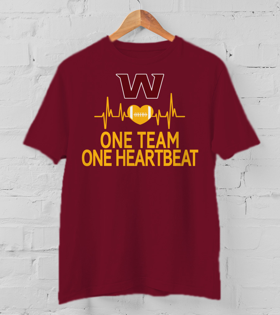 Washington Football Team W One Team One Heartbeat Football Heartbeat T-Shirt