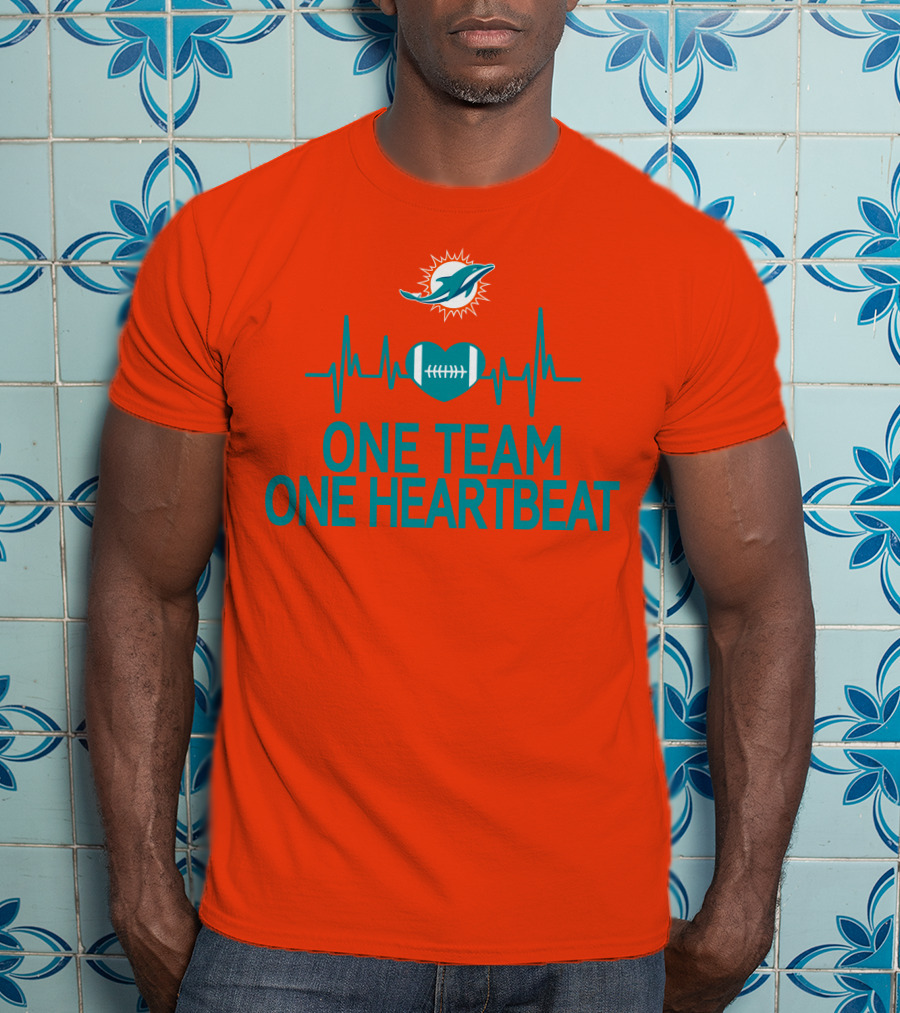 Miami Dolphins Heartbeat Football Team Unity T-Shirt