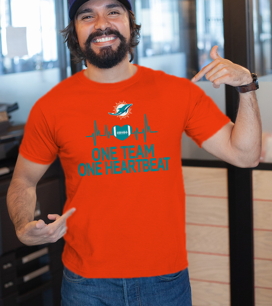 Miami Dolphins Heartbeat Football Team Unity T-Shirt