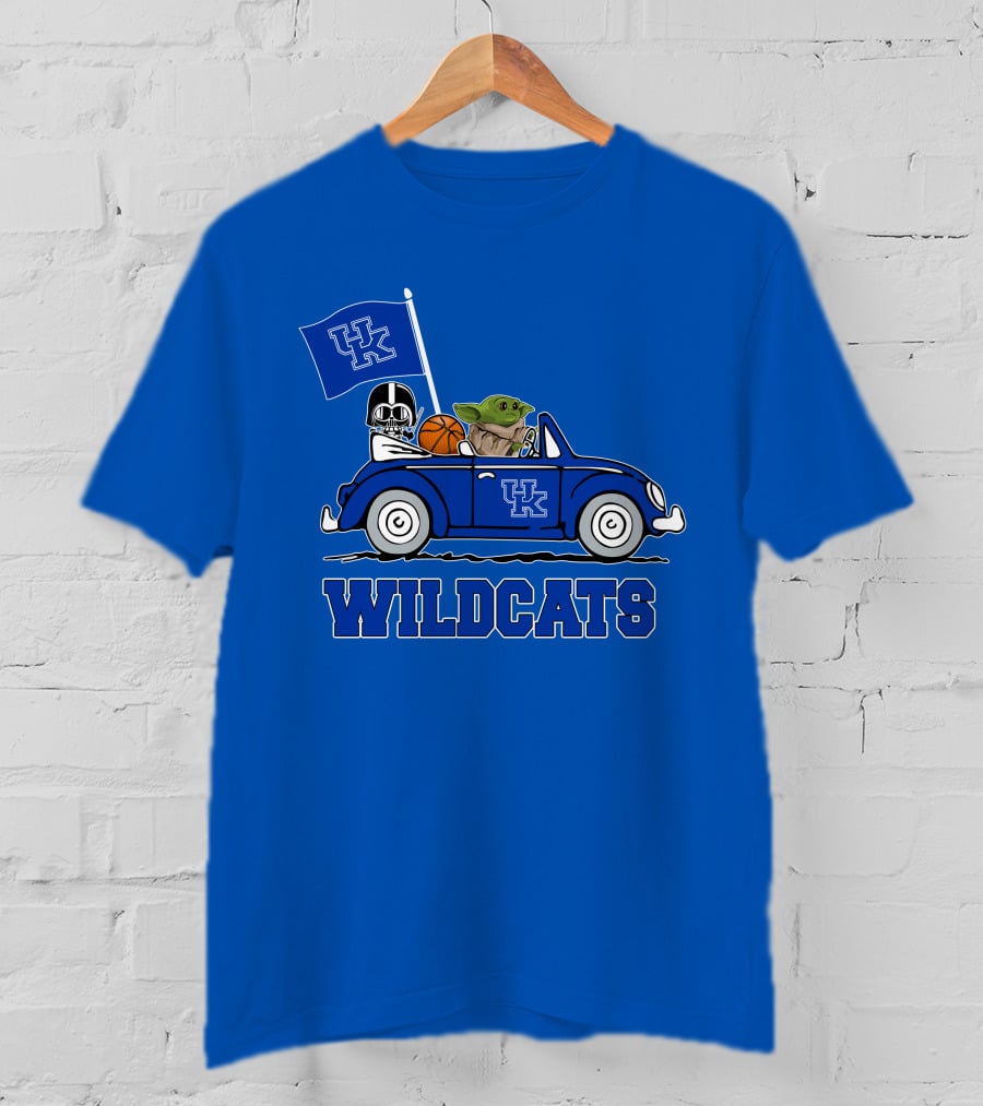 Kentucky Wildcats Darth Vader Baby Yoda Driving UK Flag Basketball Car T-Shirt