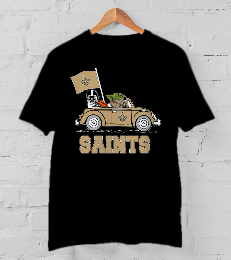 New Orleans Saints Darth Vader Baby Yoda Car Star Wars Driving T-Shirt