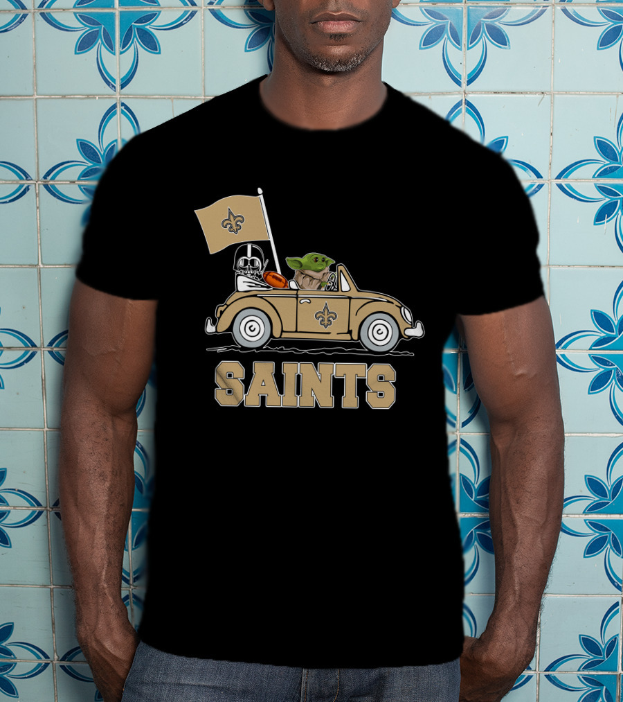 New Orleans Saints Darth Vader Baby Yoda Car Star Wars Driving T-Shirt