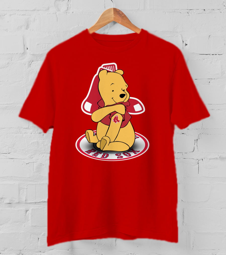 Boston Red Sox Winnie The Pooh Hugging Baseball T-Shirt