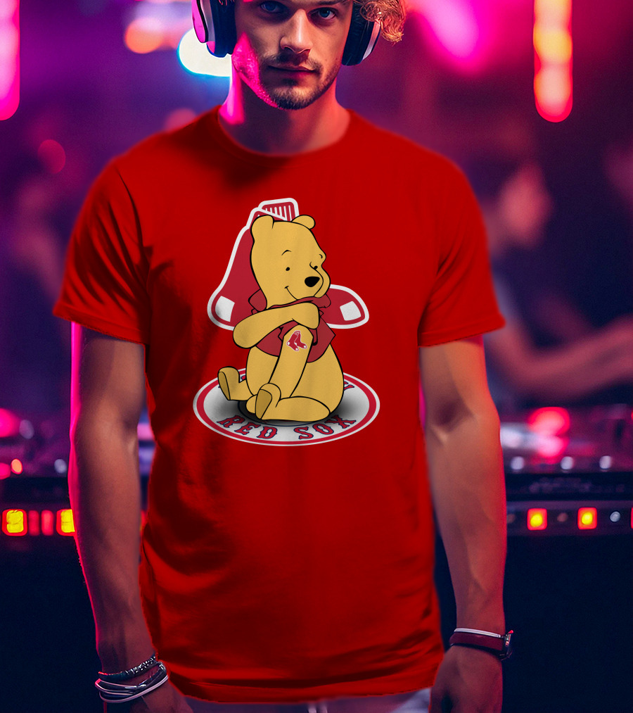 Boston Red Sox Winnie The Pooh Hugging Baseball T-Shirt